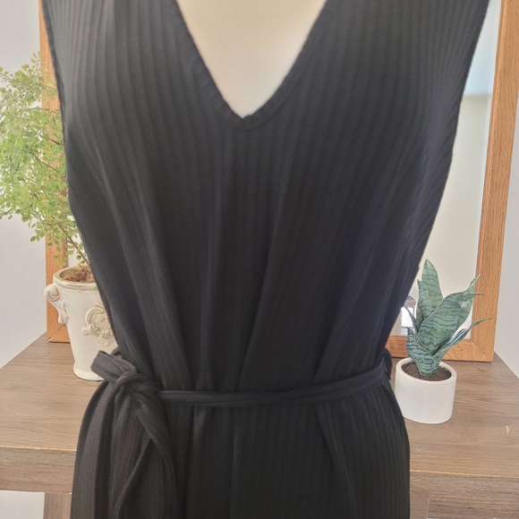Club L Plus Size Maxi Black Ribbed Sleeveless Floor Length Jersey Dress Size 20 - Picture 3 of 5